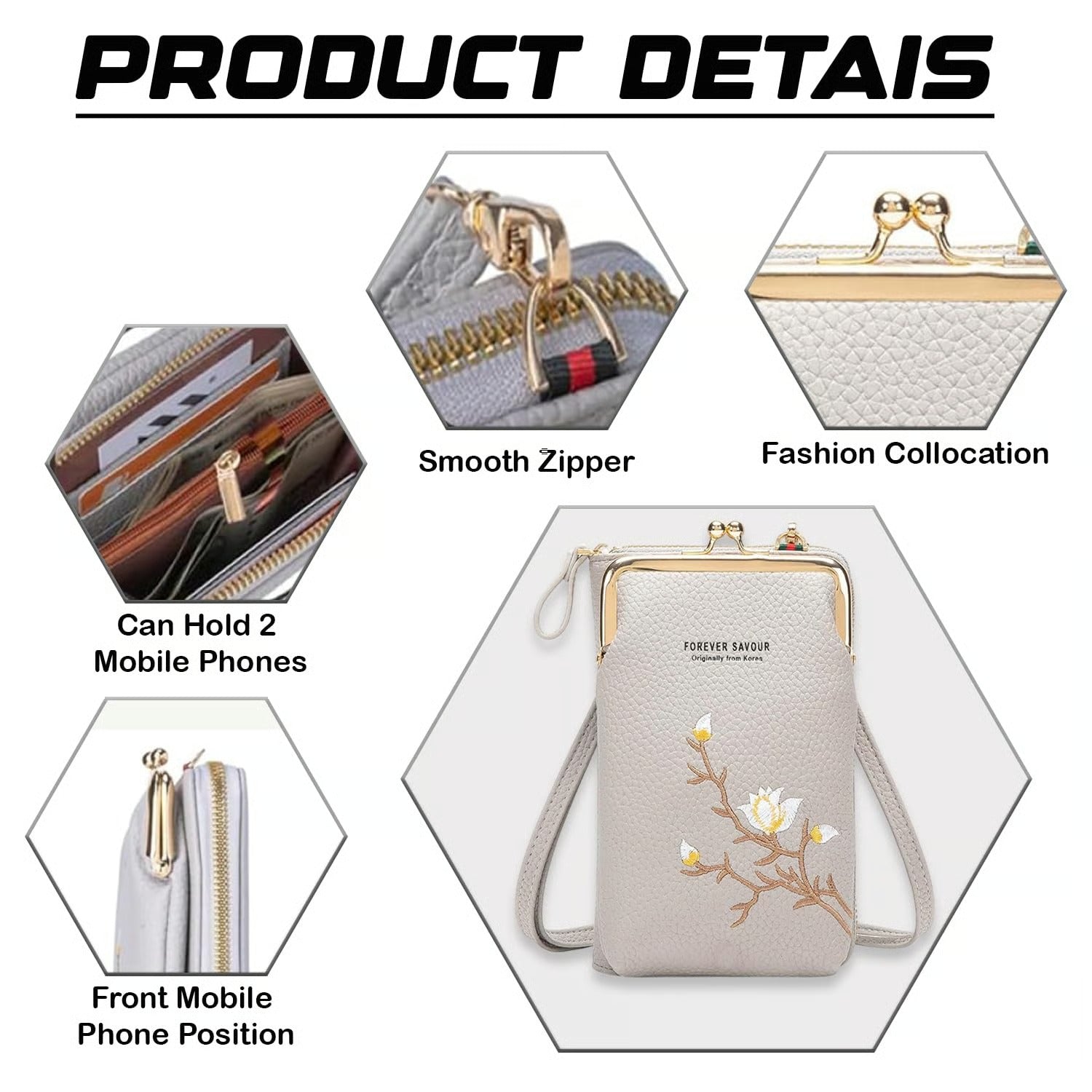 GlamPort – Crossbody Wallet with Mobile Holder