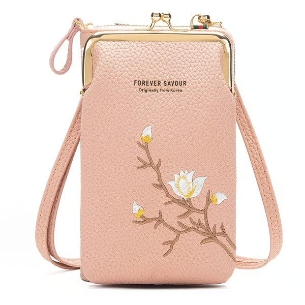 GlamPort – Crossbody Wallet with Mobile Holder