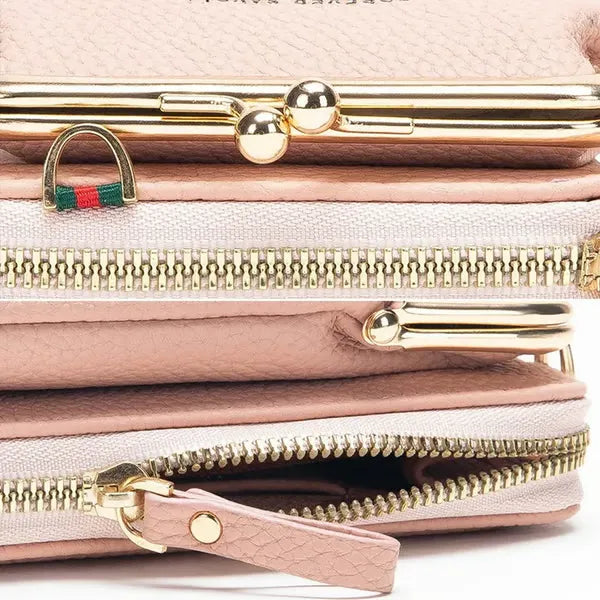 GlamPort – Crossbody Wallet with Mobile Holder