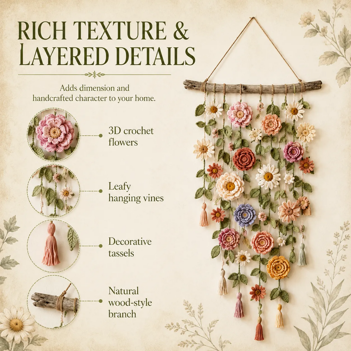 WildPetal – Cottagecore Crochet Wall Décor