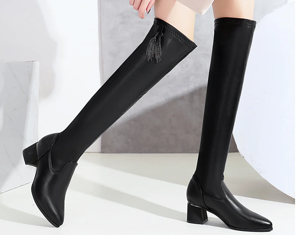 VelvetStride – Luxe Warm Leather Boots