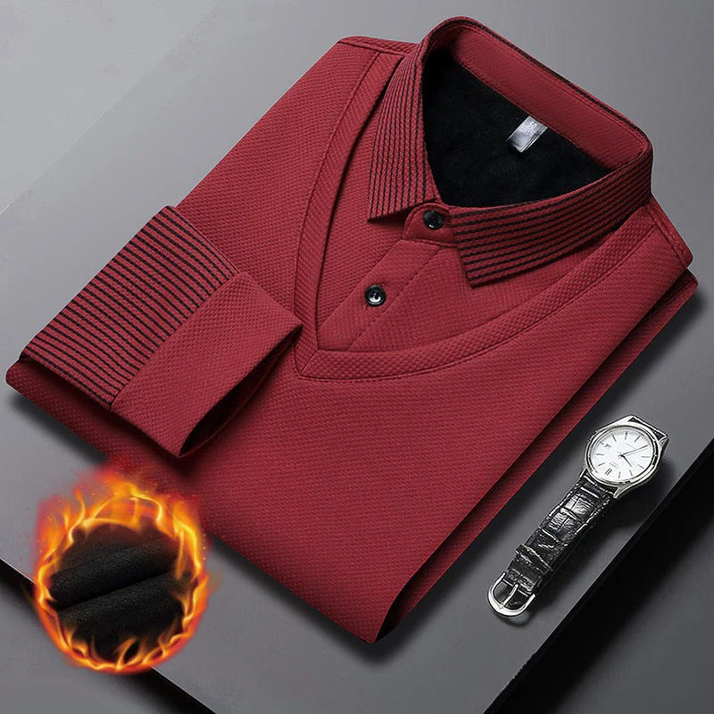 DualLayer – Striped Lapel Two-Piece Style Shirt