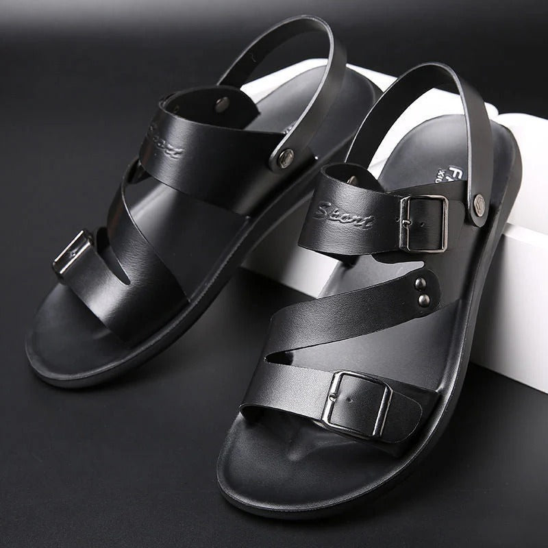 CoastStride – Luxe Leather Beach Sandals