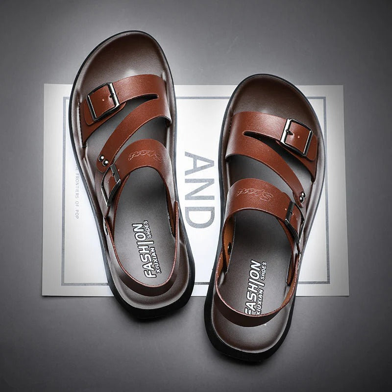 CoastStride – Luxe Leather Beach Sandals