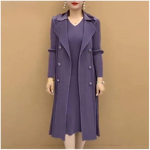 CharmLayer – Pleated Suit Collar Trench Coat