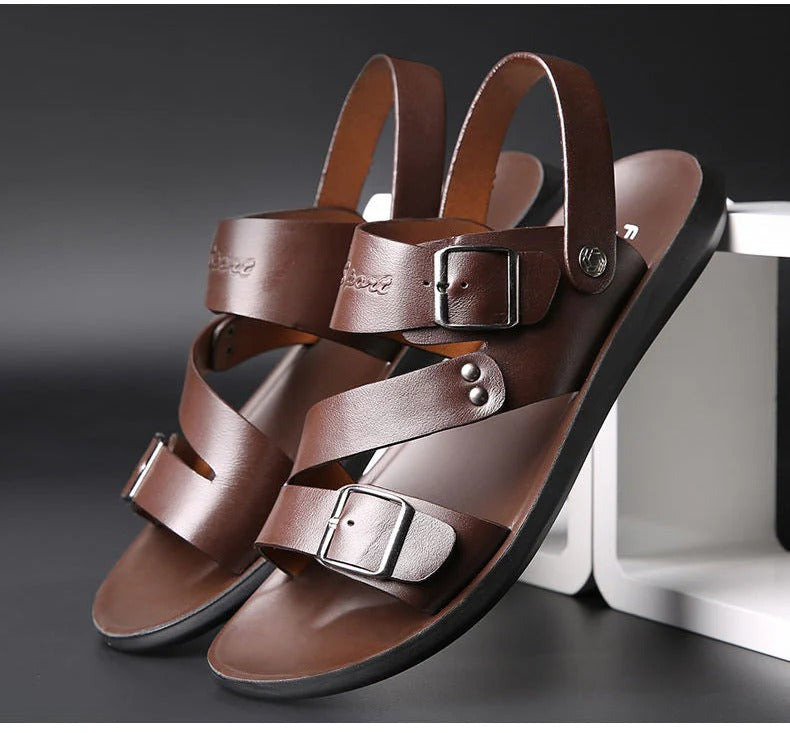 CoastStride – Luxe Leather Beach Sandals