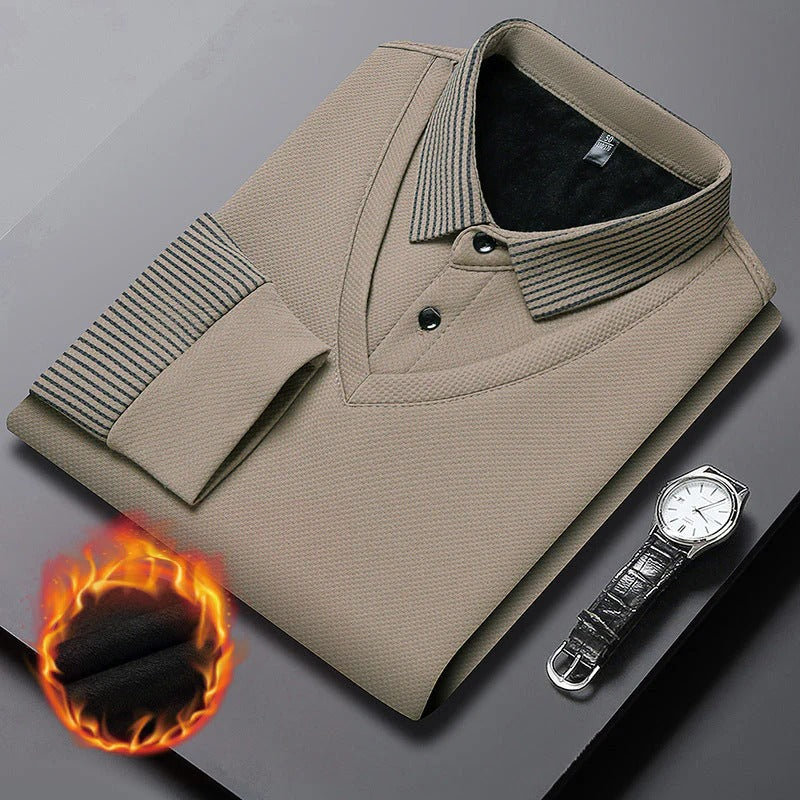 DualLayer – Striped Lapel Two-Piece Style Shirt
