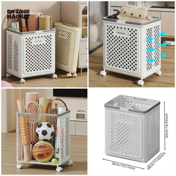 LuxorMove – Foldable Rolling Laundry Basket
