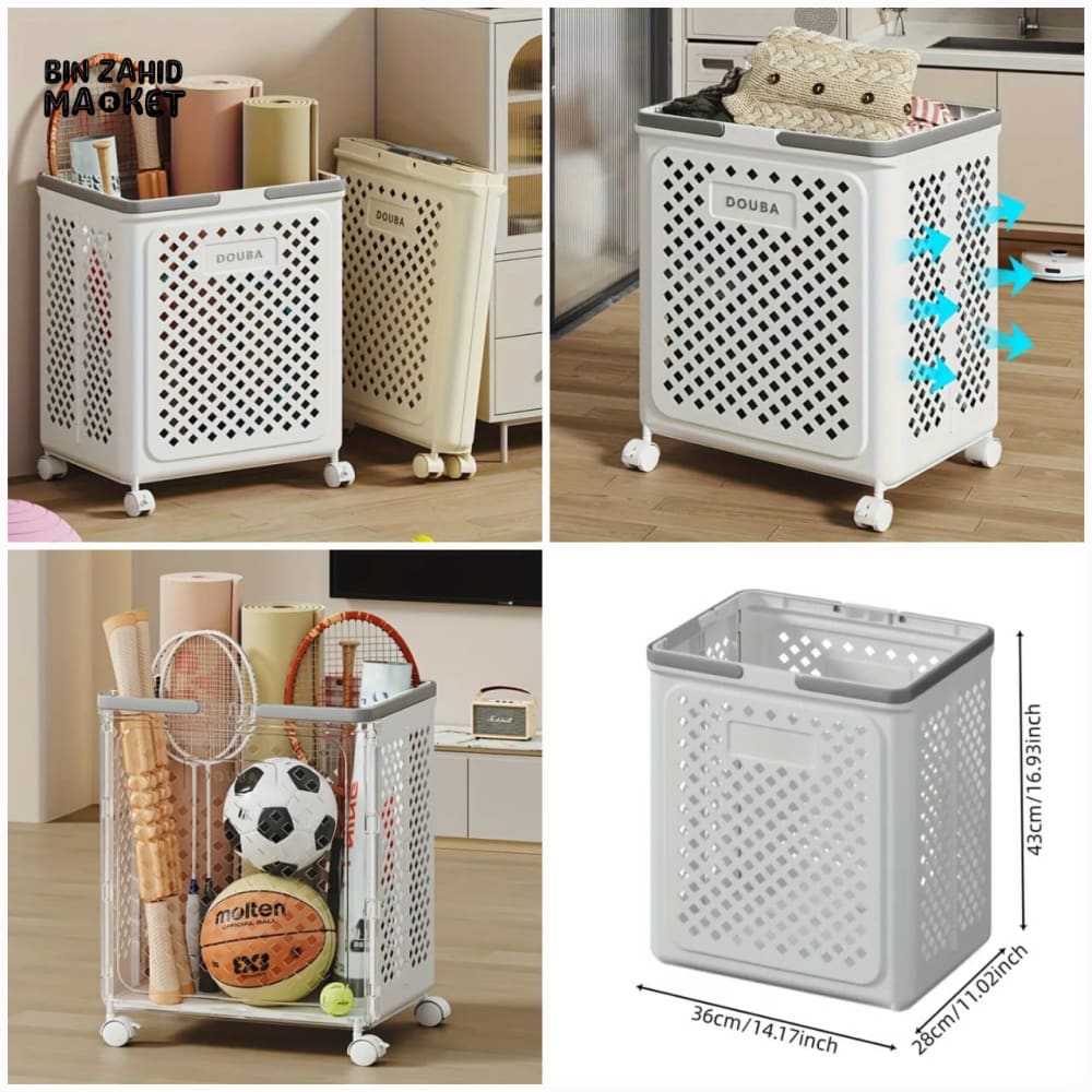 LUXORMOVE MOVEABLE FOLDING LAUNDRY BASKET WITH WHEELS
