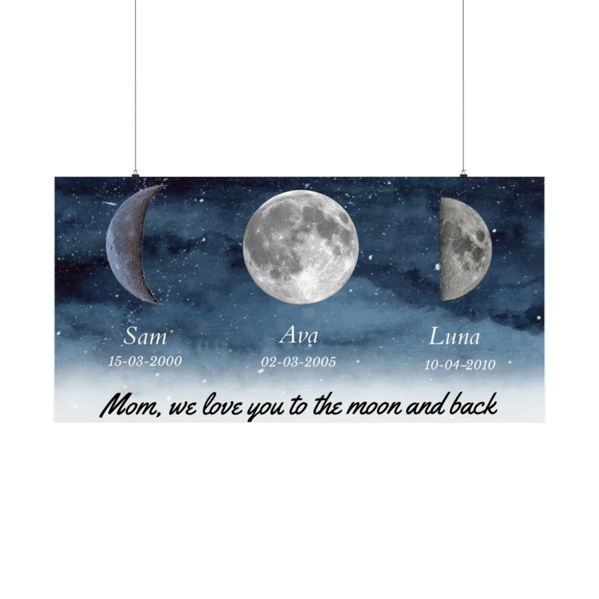 Starry Night The Day You Became Mom Birth Moon Phase Personalized Poster, A Heartfelt Gift for Mom’s Birthday, Mother’s Day, or Just Because
