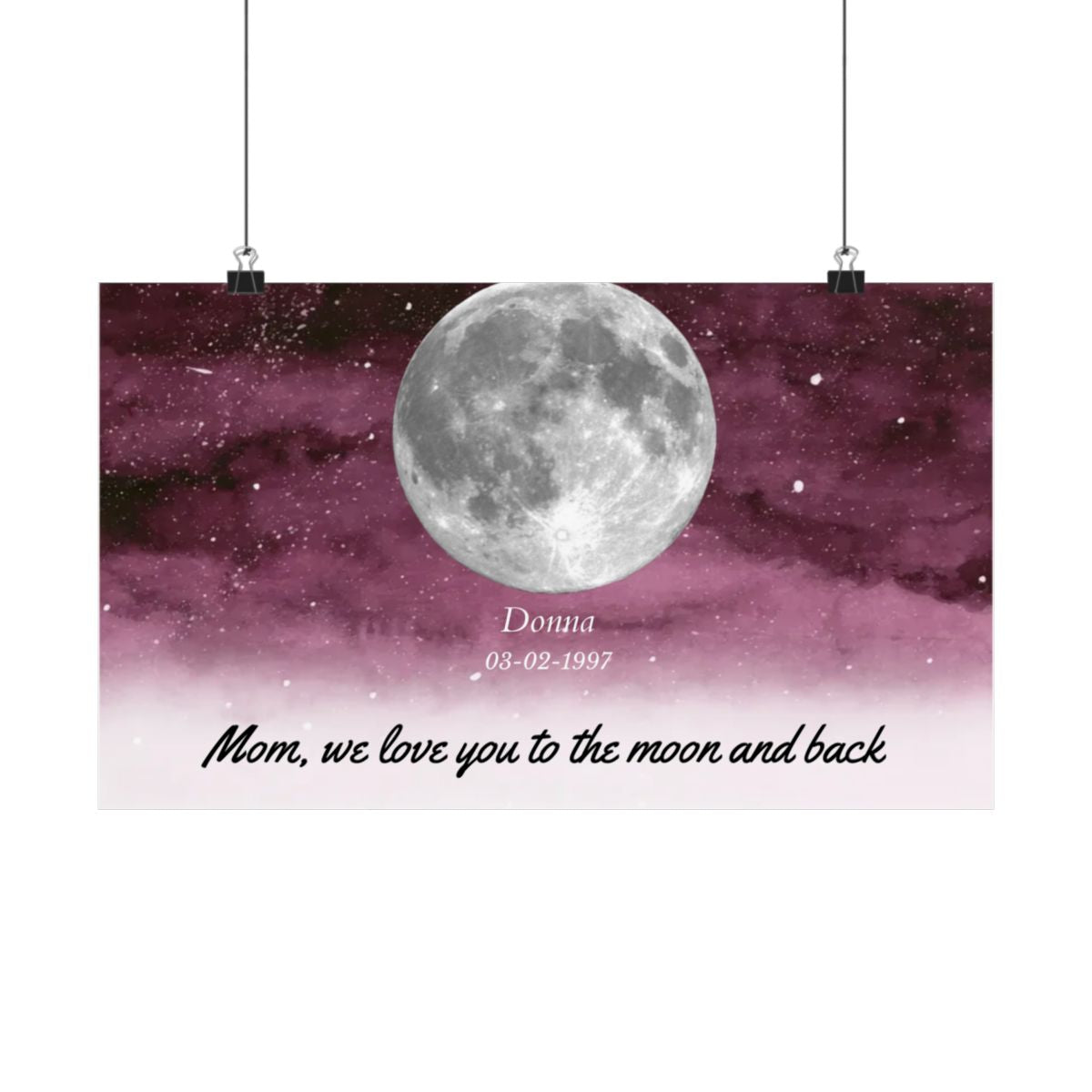 Starry Night The Day You Became Mom Birth Moon Phase Personalized Poster, A Heartfelt Gift for Mom’s Birthday, Mother’s Day, or Just Because