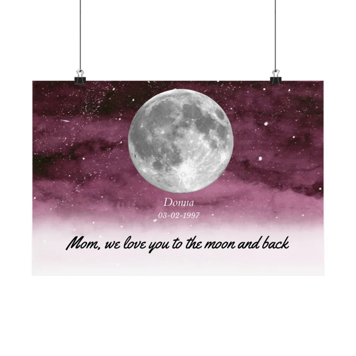 Starry Night The Day You Became Mom Birth Moon Phase Personalized Poster, A Heartfelt Gift for Mom’s Birthday, Mother’s Day, or Just Because
