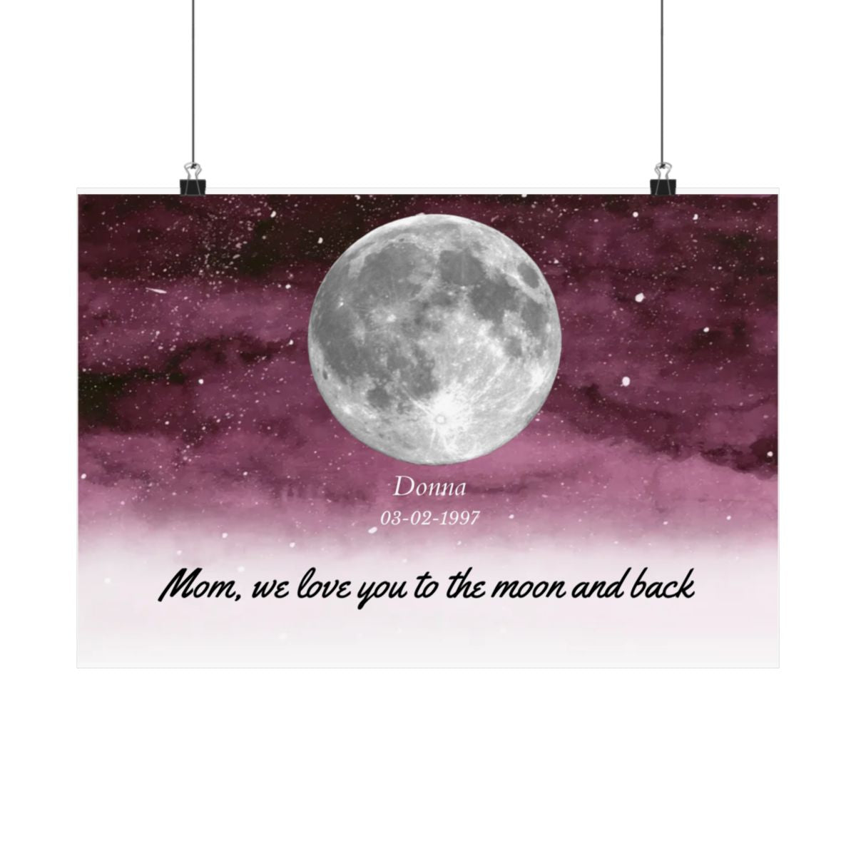 Starry Night The Day You Became Mom Birth Moon Phase Personalized Poster, A Heartfelt Gift for Mom’s Birthday, Mother’s Day, or Just Because