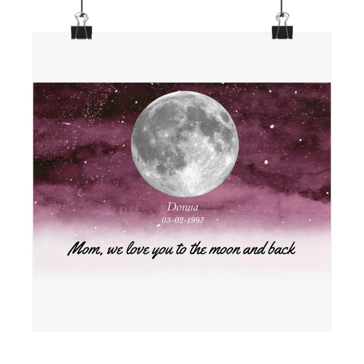 Starry Night The Day You Became Mom Birth Moon Phase Personalized Poster, A Heartfelt Gift for Mom’s Birthday, Mother’s Day, or Just Because