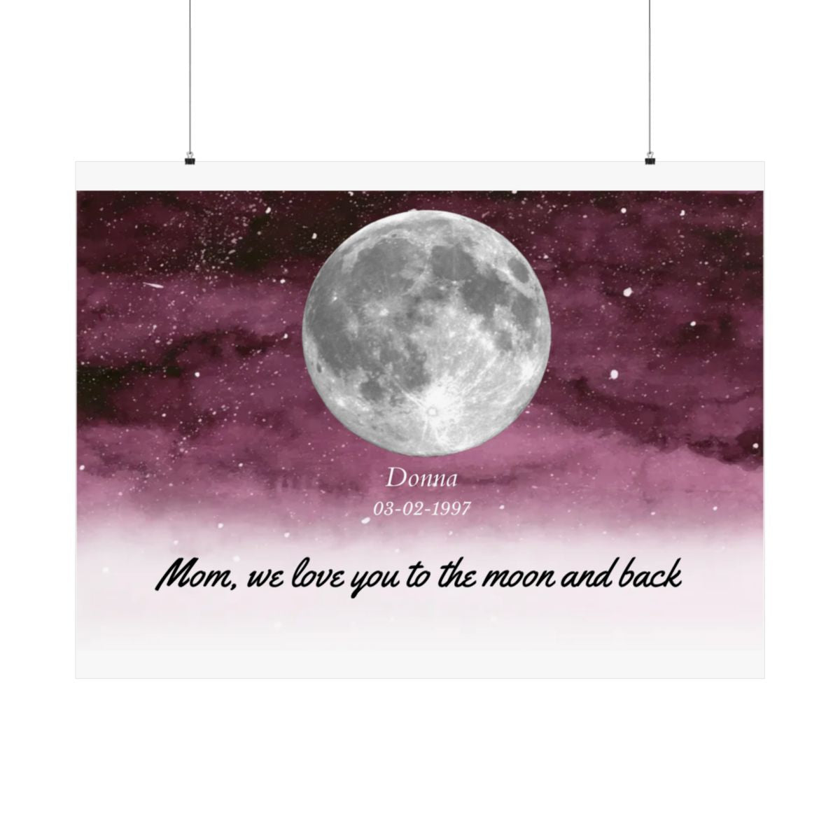Starry Night The Day You Became Mom Birth Moon Phase Personalized Poster, A Heartfelt Gift for Mom’s Birthday, Mother’s Day, or Just Because