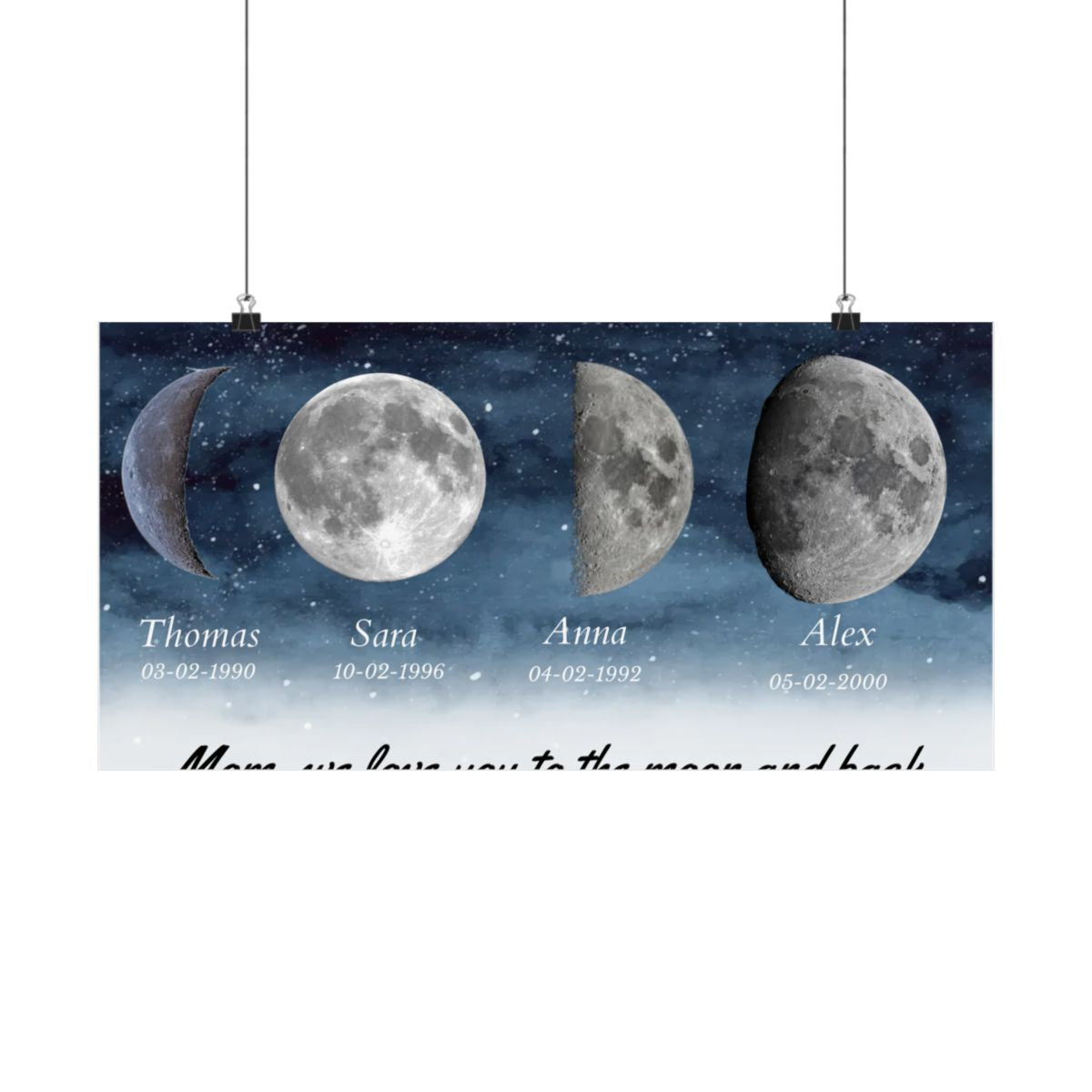 Starry Night The Day You Became Mom Birth Moon Phase Personalized Poster, A Heartfelt Gift for Mom’s Birthday, Mother’s Day, or Just Because