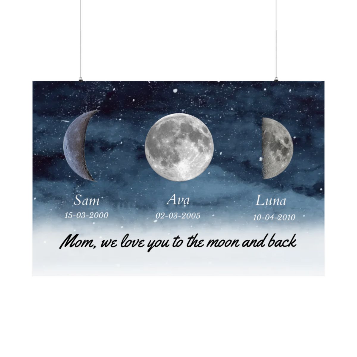 Starry Night The Day You Became Mom Birth Moon Phase Personalized Poster, A Heartfelt Gift for Mom’s Birthday, Mother’s Day, or Just Because