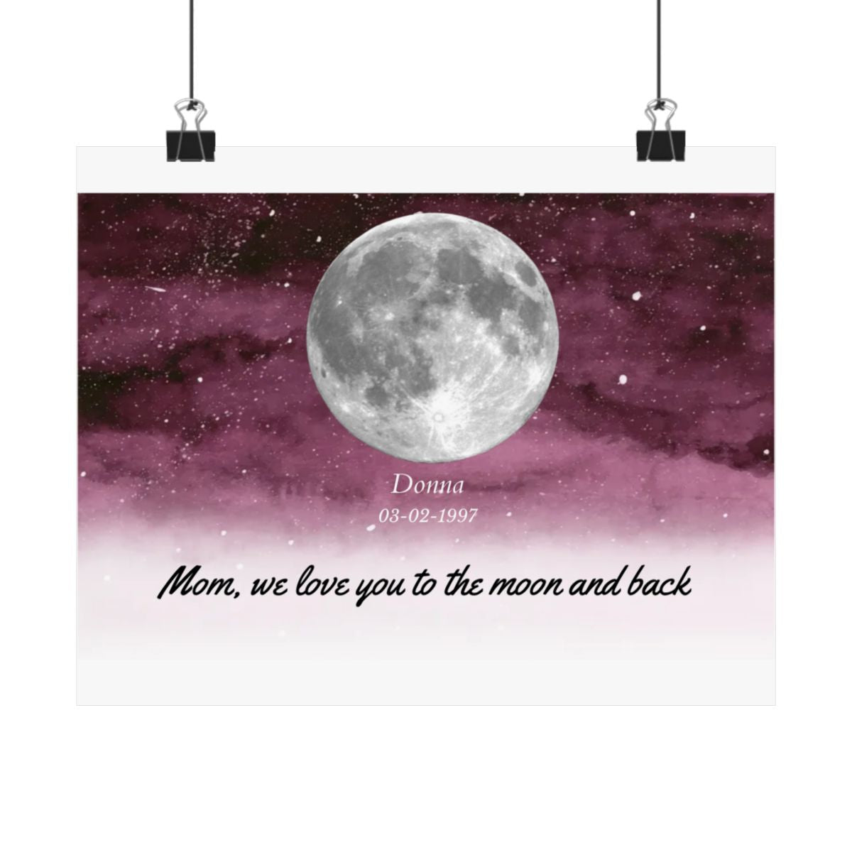 Starry Night The Day You Became Mom Birth Moon Phase Personalized Poster, A Heartfelt Gift for Mom’s Birthday, Mother’s Day, or Just Because