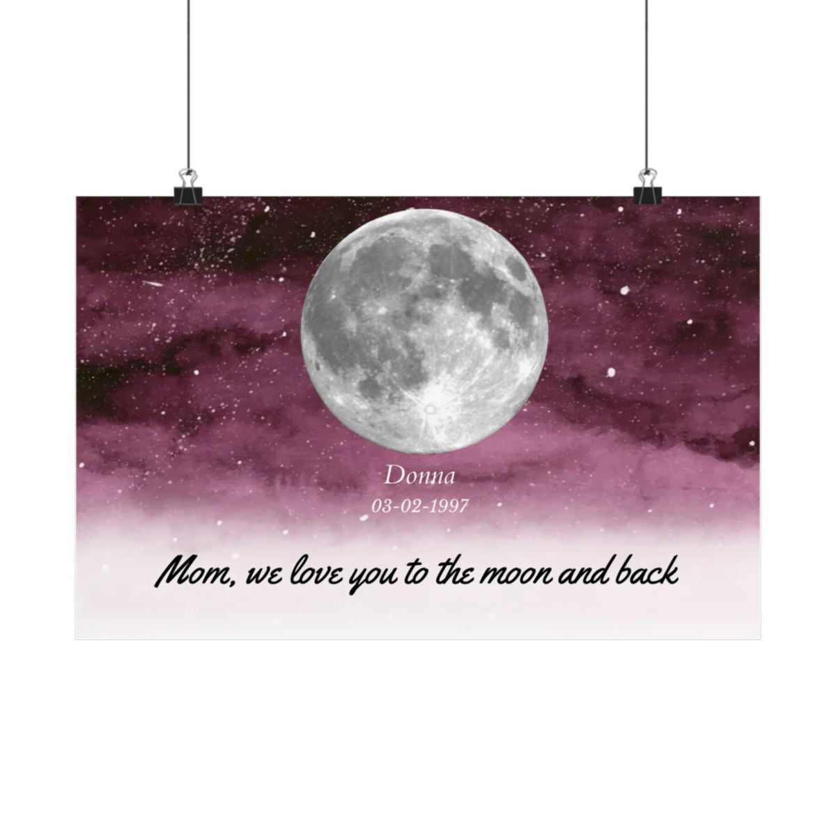 Starry Night The Day You Became Mom Birth Moon Phase Personalized Poster, A Heartfelt Gift for Mom’s Birthday, Mother’s Day, or Just Because