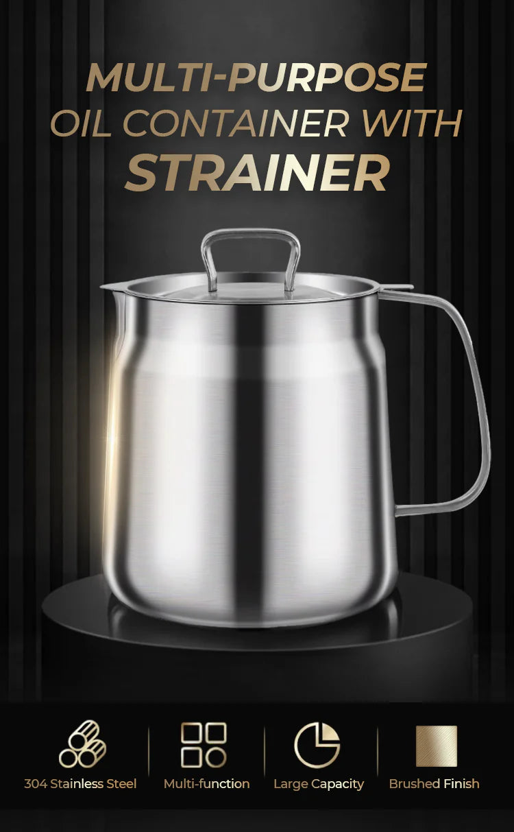 OilGuard – Large Capacity Stainless Steel Container