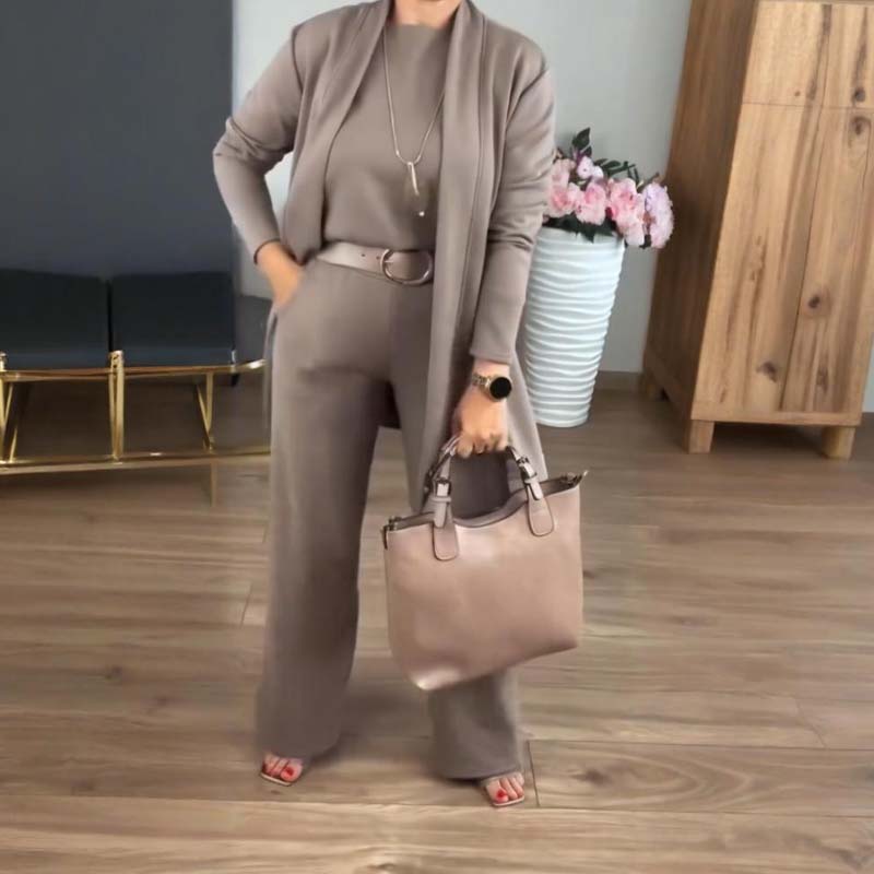 TrendyTrio – Sophisticated Cardigan & Pants Set