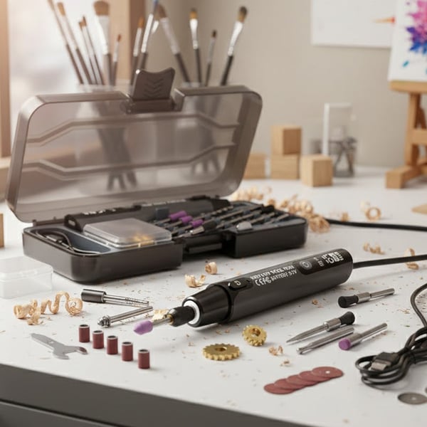 Mini Electric Rotary Tool Set with LED Light & Digital Display